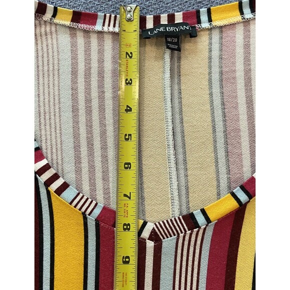 Lane Bryant Striped Top Sleeveless Flutter-Sleeve V-Neck Tee Ring At Hem 18/20 - Picture 7 of 8